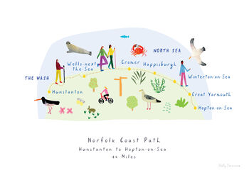 Norfolk Coast Path Route Map Illustrated Art Print, 3 of 3