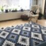 Thick Blue Diamond Sheep Wool Rug Handmade, thumbnail 1 of 8