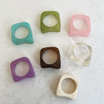 Chunky Square Colourful Resin Ring, 3 of 6