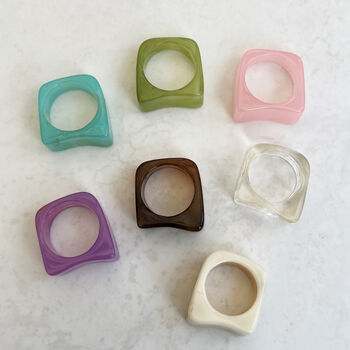 Chunky Square Colourful Resin Ring, 3 of 5