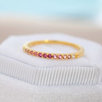 Ruby Red Ombre Half Eternity Ring In Sterling Silver, 6 of 11