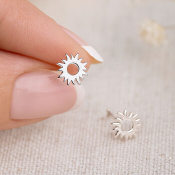 Sterling Silver Sunshine Stud Earrings – 7mm, 3 of 9
