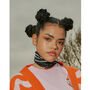 Star Striped Silk Neck Scarf Black, thumbnail 1 of 3