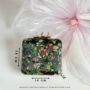 Seville | Printed Silk Embellished Dark Green Clutch, thumbnail 4 of 5