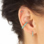 Huggie Hoop Earrings With Turquoise Stones, thumbnail 3 of 10