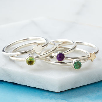 Simply Birthstone Sterling Silver Stacking Rings, 4 of 12