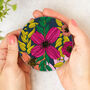 Round Coaster Navy Vivid Blooms Heat And Stain Proof, thumbnail 5 of 10