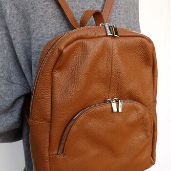 Caramel Leather Rucksack, 3 of 10