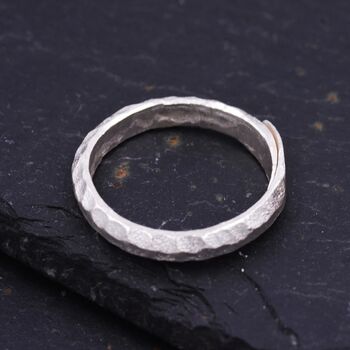 Sterling Silver Adjustable Hammered Ring, 4 of 10
