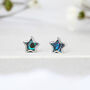 Mini Sterling Silver Blue Paua Shell Star Stud Earrings, thumbnail 1 of 10