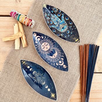 Enamelled Incense Burner Bowl Hamsa Hand Design, 6 of 6