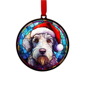 Bedlington Terrier In Santa Hat Suncatcher Decoration, 5 of 6