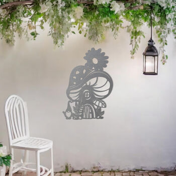 Mushroom House Metal Wall Art For Garden Decor And Gnome Gift, 7 of 10