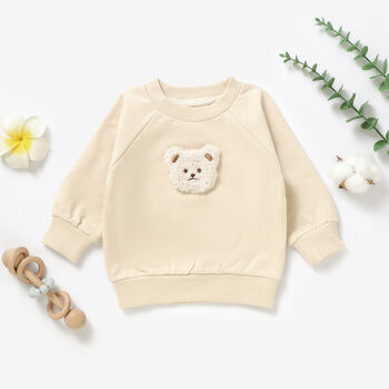 Teddy Bear Organic Cotton Baby Sweatshirt Sweater Top, 2 of 5