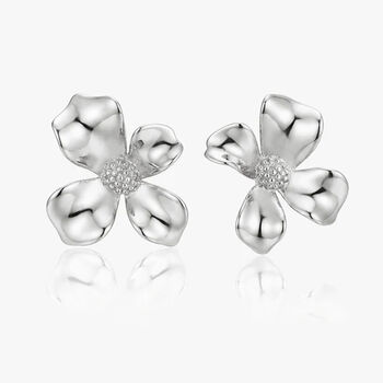Gold Or Silver Large Flower Earrings, 5 of 5