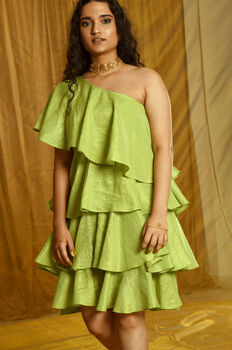 Avanti Tissue Chanderi One Shoulder Dress, 8 of 9