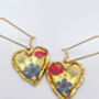 Real Blue Red Flowers Pendant Gold Leaf Earrings Hand Made, thumbnail 3 of 9