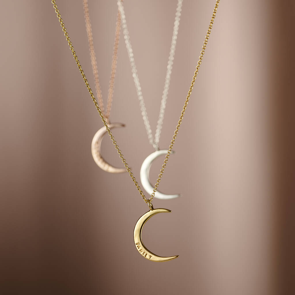 Personalised Crescent Moon Necklace, 1 of 9