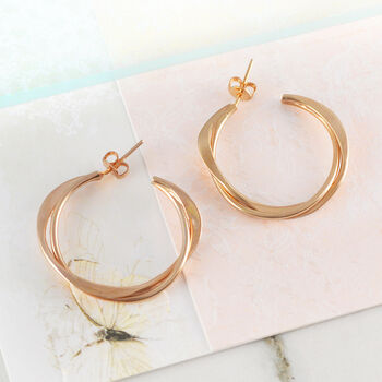 Twisted Gold Plated Sterling Silver Hoop Earrings, 5 of 6