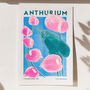 Anthurium Flower Risograph Art Print, thumbnail 3 of 3