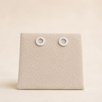 5mm Sterling Silver Textured Open Karma Circle Stud Earrings, 3 of 9
