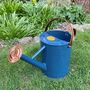 Pair Of Heritage Blue And Copper Watering Cans, thumbnail 5 of 12