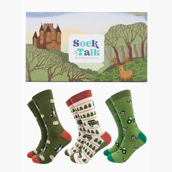 Men's Bamboo Socks Gift Box Farm Tractor Animals, 2 of 6