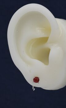Sterling Silver Genuine Red Carnelian Huggie Hoop Earrings, 8 of 10