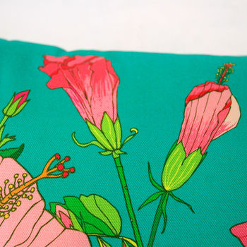 Tropical Hibiscus Cotton Cushion Cover, 5 of 9