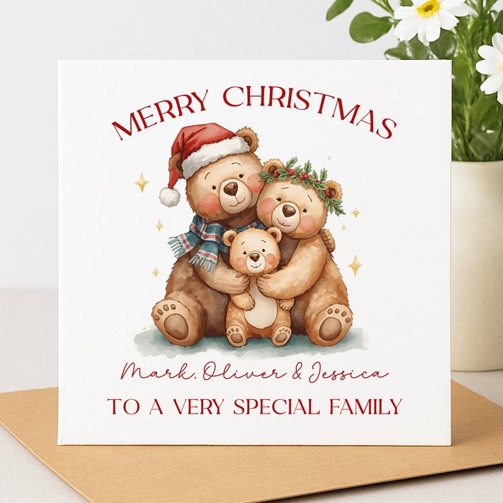 Personalised Bear Family Christmas Card