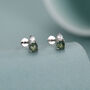 Sterling Silver Moss Agate And Cz 16 G Flat Back Labret Earrings, thumbnail 1 of 10