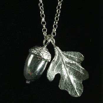Acorn And Oak Leaf Necklace, Pewter Leaf Jewellery, 3 of 7