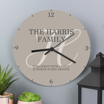 Personalised Family Initial Wooden Wall Clock, 2 of 5