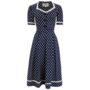 Francoise Dress In Navy Polka Vintage 1940s Style, thumbnail 1 of 3