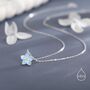 Sterling Silver Tiny Dainty Forget Me Not Flower Pendant Necklace, thumbnail 2 of 11