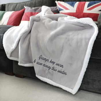 Personalised Save On Your Heating Warm Grey Blanket, 3 of 9