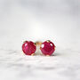 14k Solid Gold Ruby Stud Earrings, thumbnail 1 of 12