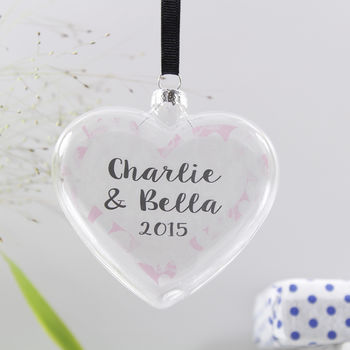 Personalised Couples Anniversary Heart Bauble, 2 of 5