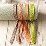 Set Of Four Festival Ribbon Bracelets, Checks / Leaves, thumbnail 3 of 5