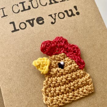 Chicken Love You Crochet Anniversary Valentines Card Handmade, 6 of 7