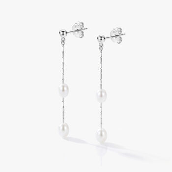 Sterling Silver Dangle Pearl Earrings, Bridal Jewellery, 3 of 3