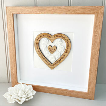 20th Anniversary Personalised China And Oak Heart, 5 of 6