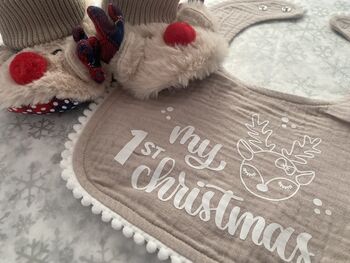'My First Christmas' Bib And Booties Gift Set, 3 of 7
