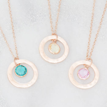 Hammered Halo Personalised Birthstone Necklace By Bloom Boutique ...