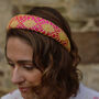 Pink And Yellow Silk Padded Headband 'Everlee', thumbnail 1 of 9