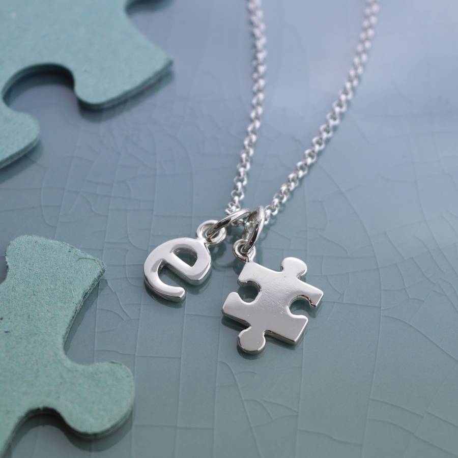jigsaw necklace with personalised message card by lily charmed ...