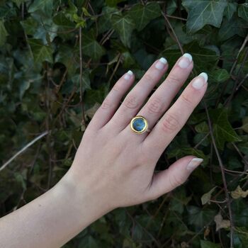 Small Round Blue Reef Adjustable Ring, 2 of 8