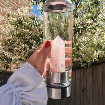 Rose Quartz Crystal Glass Water Bottle For Self Love, 4 of 6