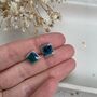 Green Blue Crackle Glaze Ceramic Square Studs, thumbnail 8 of 9