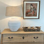 Large Chalk White Tuscan Aged Ceramic Table Lamp, thumbnail 1 of 5